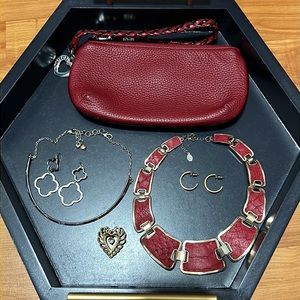 Brighton leather wristlet bag,necklace plus jewelry lot